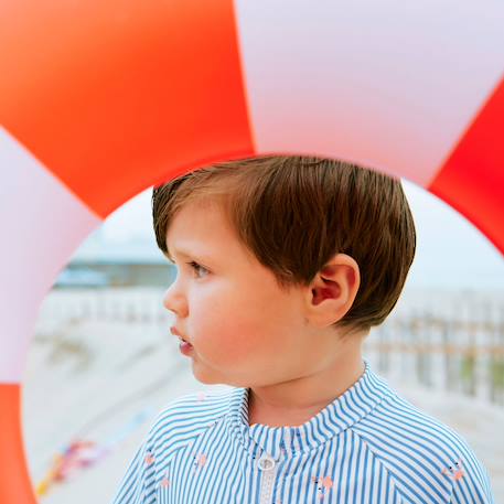 Combinaison anti-uv rayures & crabes (12-24 mois) Bleu, blanc, orange 3 - vertbaudet enfant 