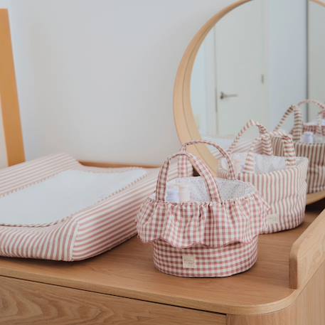 Panier de rangement praliné vichy moka Marron 5 - vertbaudet enfant 
