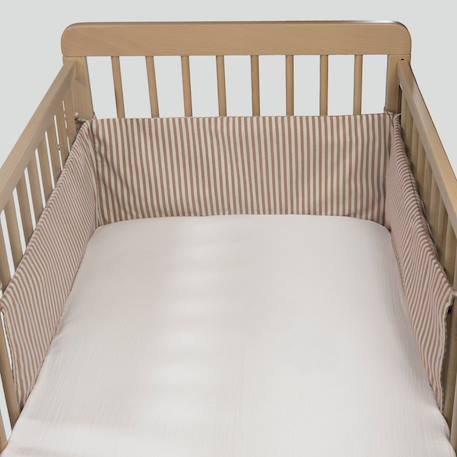 Tour de lit praliné vichy rayures moka (120x60 cm) Marron 5 - vertbaudet enfant 