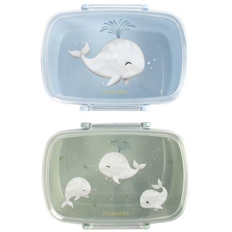 Lot de 2 lunch box les contes de christian la baleine (0,75 l) Bleu, blanc+Jaune, rose, blanc 2 - vertbaudet enfant 