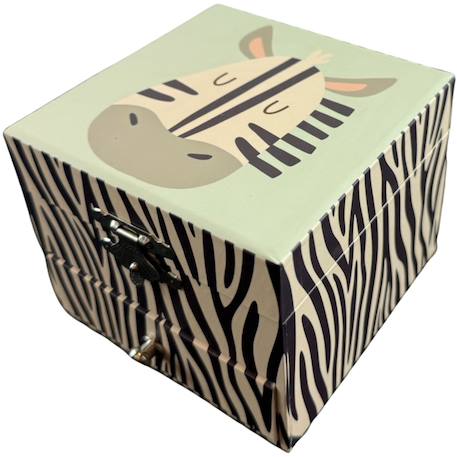 Boîte à bijoux musicale cube zèbre Vert d'eau, écru, noir 1 - vertbaudet enfant 
