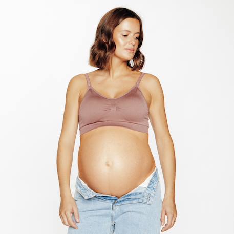 Brassiere de grossesse sans armatures en microfibre côtelé honesty Marron+Noir 1 - vertbaudet enfant 