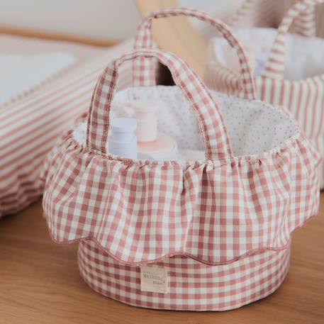 Panier de rangement praliné vichy moka Marron 3 - vertbaudet enfant 