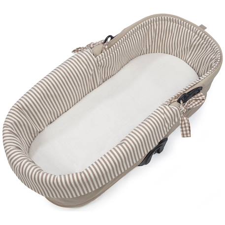 Housse de nacelle et drap housse pour nacelle praliné vichy rayures moka Marron+Vert 5 - vertbaudet enfant 