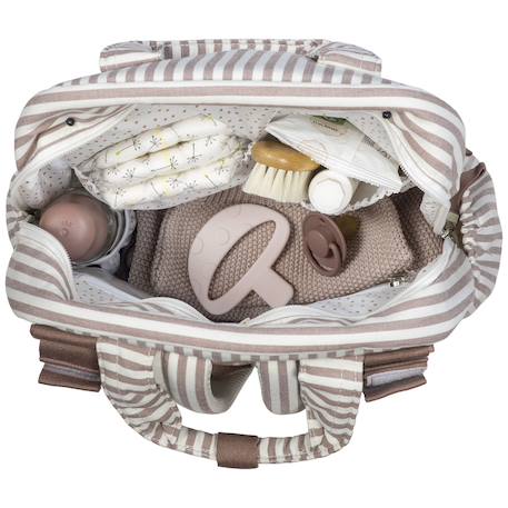 Sac à dos à langer praliné rayures moka Marron+Vert 6 - vertbaudet enfant 