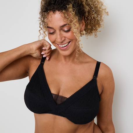 Soutien-gorge allaitement sans armatures en dentelle sweet Noir 4 - vertbaudet enfant 