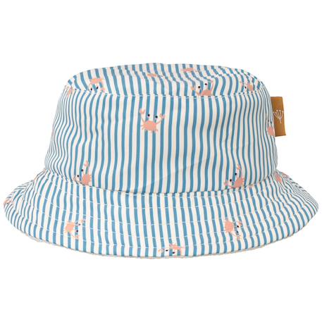 Bob réversible anti-uv rayures et crabes (1-2 ans) Bleu, blanc, orange 1 - vertbaudet enfant 
