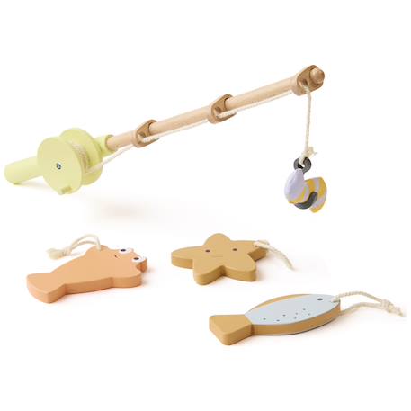 Bateau en toile avec kit de pêche kid's hub Beige, bleu, jaune 2 - vertbaudet enfant 