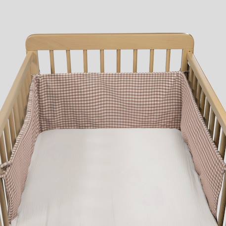 Tour de lit praliné vichy rayures moka (120x60 cm) Marron 4 - vertbaudet enfant 