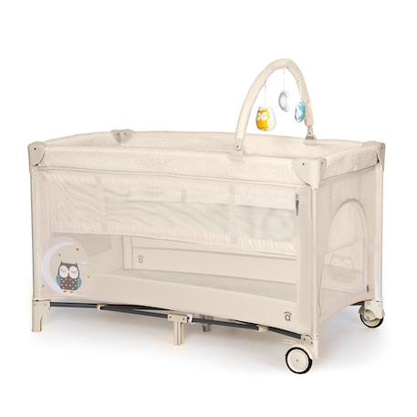 Lit de voyage double hauteur Complet Duo Hibou Beige 1 - vertbaudet enfant 