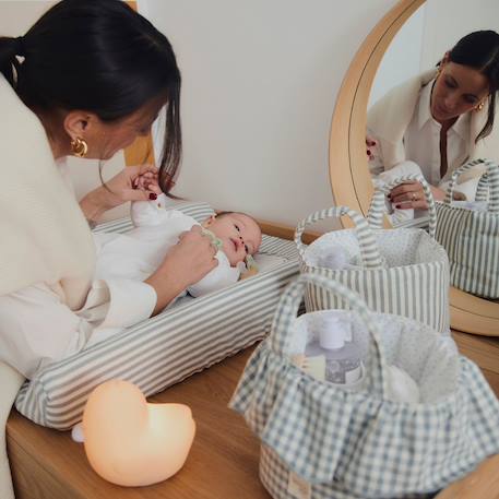 Panier de rangement praliné vichy moka Marron+Vert 10 - vertbaudet enfant 