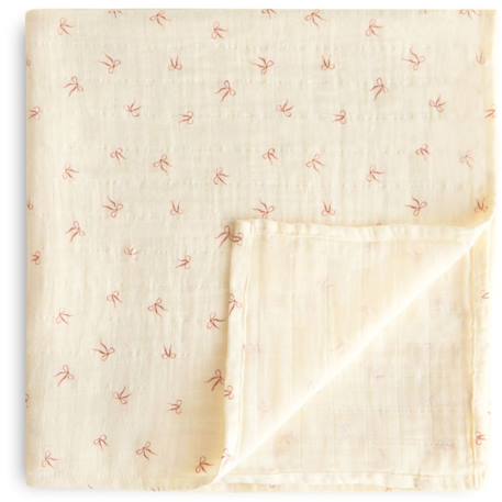 Maxi lange en coton bows (120 x 120 cm) Ecru, rose 1 - vertbaudet enfant 