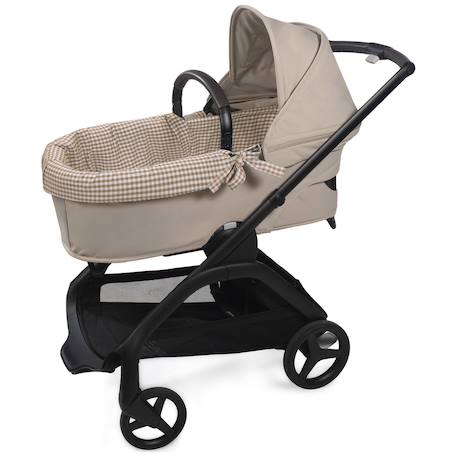 Housse de nacelle et drap housse pour nacelle praliné vichy rayures moka Marron+Vert 2 - vertbaudet enfant 
