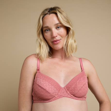 Soutien-gorge de grossesse emboitant en dentelle sweet Noir+Rose 8 - vertbaudet enfant 