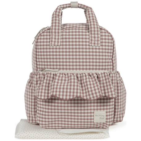 Sac à dos à langer praliné vichy moka Marron 1 - vertbaudet enfant 