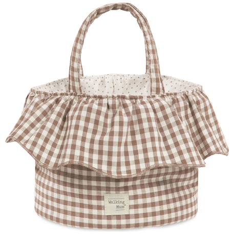 Panier de rangement praliné vichy moka Marron 1 - vertbaudet enfant 