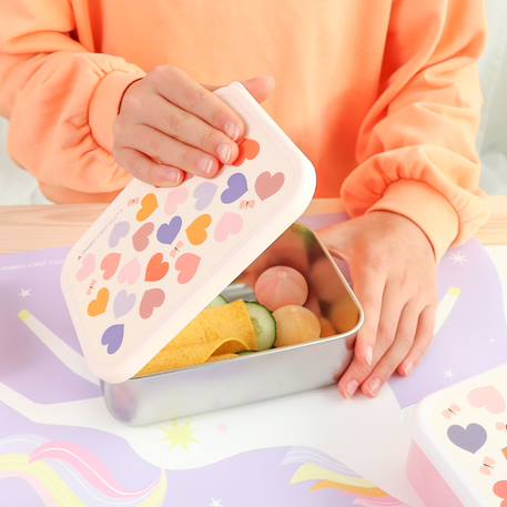 Lunch box en acier inoxydable cœurs Rose, orange, violet 3 - vertbaudet enfant 