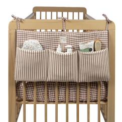 Chambre et rangement-Organisateur de lit praliné vichy rayures moka