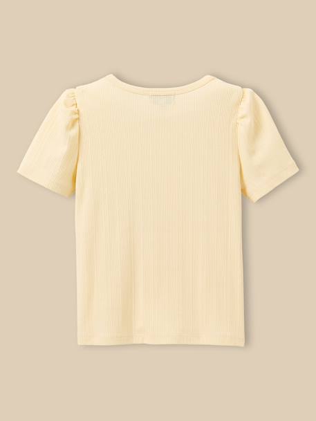 T-shirt à côtes  - coton biologique Ecru+Jaune+Tangerine 4 - vertbaudet enfant 