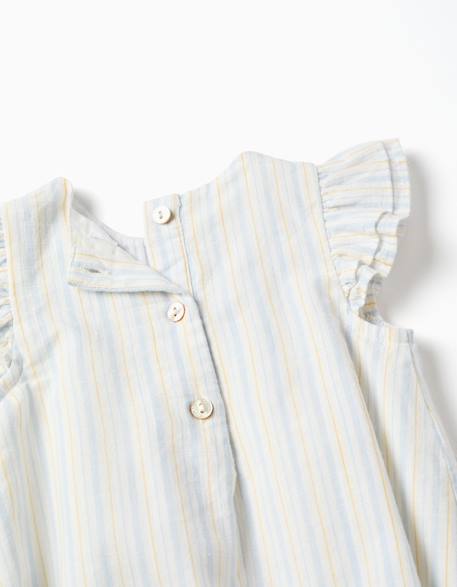 Barboteuse en coton à rayures b&s Bleu clair 4 - vertbaudet enfant 