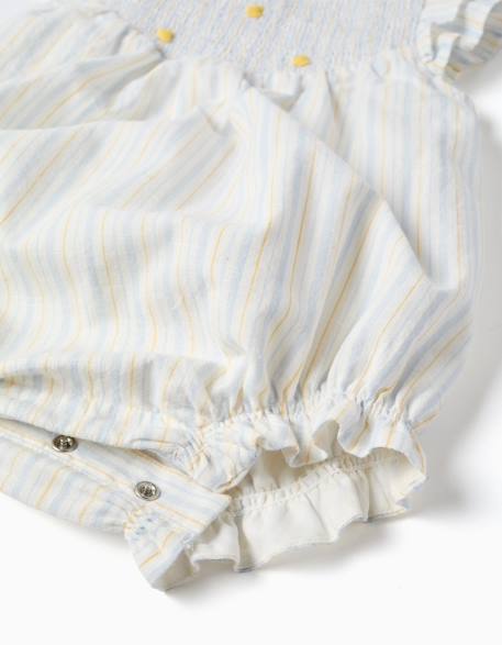 Barboteuse en coton à rayures b&s Bleu clair 3 - vertbaudet enfant 