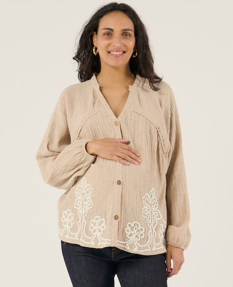 Blouse et chemise d'allaitement sarah Beige+Bleu 2 - vertbaudet enfant 