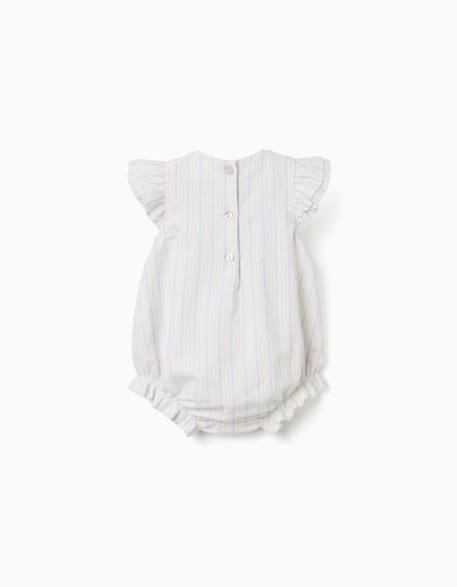 Barboteuse en coton à rayures b&s Bleu clair 2 - vertbaudet enfant 