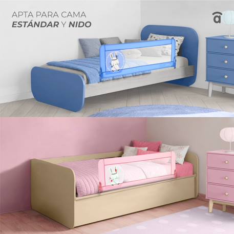 Barrière de lit 2-en-1 de 150 cm pliable Animaux gris+Bleu clair+Tippi rose 3 - vertbaudet enfant 