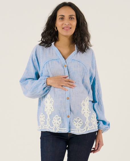 Blouse et chemise d'allaitement sarah Beige+Bleu 9 - vertbaudet enfant 