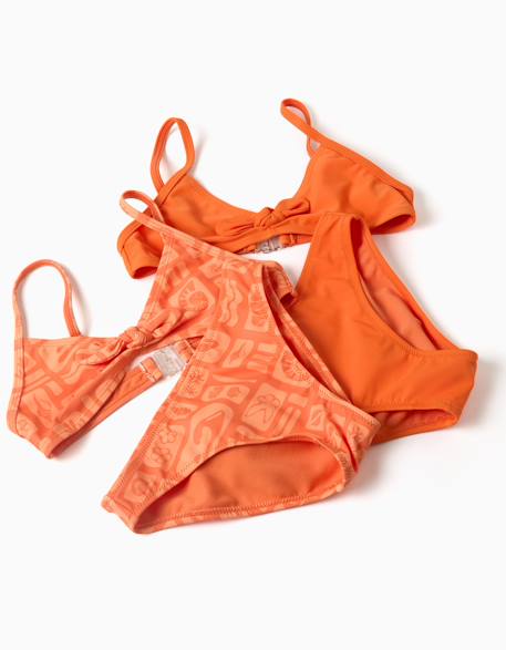 Lot de 2 maillots de bain 2 pièces avec nœud décoratif Bleu clair+Orange sombre 7 - vertbaudet enfant 