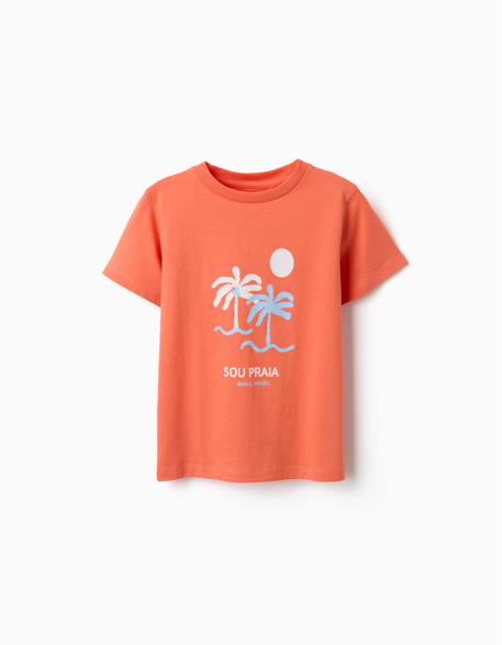 Lot de 2 t-shirts en coton avec imprimés plage Jaune clair+Orange sombre 6 - vertbaudet enfant 