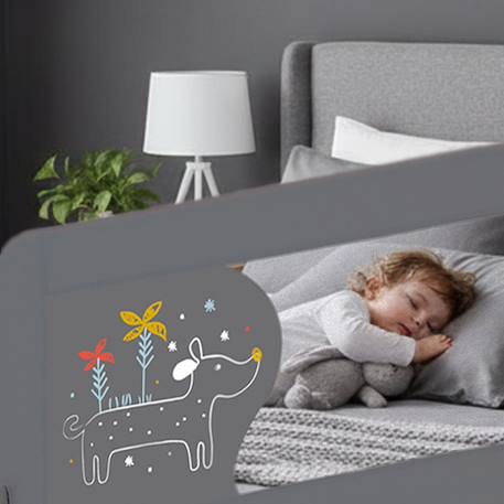 Barrière de lit 2-en-1 de 150 cm pliable Hibou beige+Petit chien gris+Petit lapin rose 8 - vertbaudet enfant 