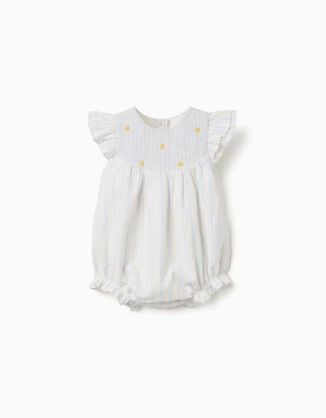 Barboteuse en coton à rayures b&s Bleu clair 1 - vertbaudet enfant 