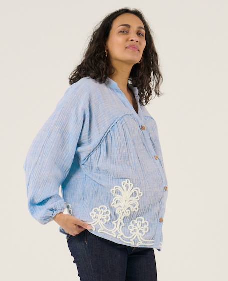 Blouse et chemise d'allaitement sarah Beige+Bleu 8 - vertbaudet enfant 