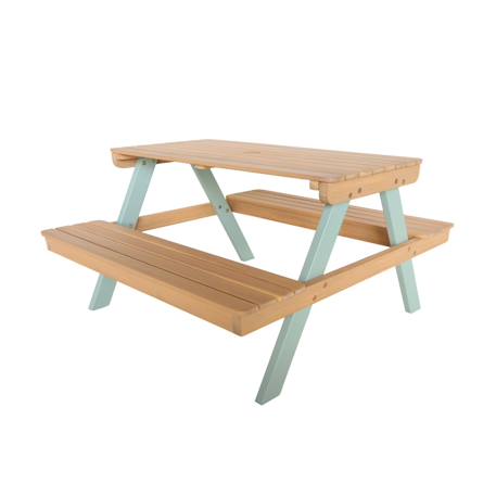 Table de pique-nique en bois d'acacia pour enfant, salon de jardin 4 places vert de gris et teck - caroline Vert de gris 2 - vertbaudet enfant 