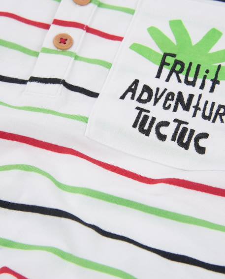 T-shirt garçon en maille à rayures Blanc 4 - vertbaudet enfant 