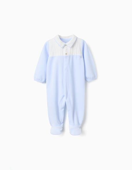 Barboteuse en velours avec détail plissé Bleu 1 - vertbaudet enfant 