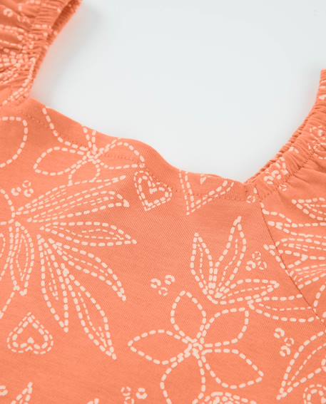 T-shirt fille en maille avec encolure carrée Orange 3 - vertbaudet enfant 