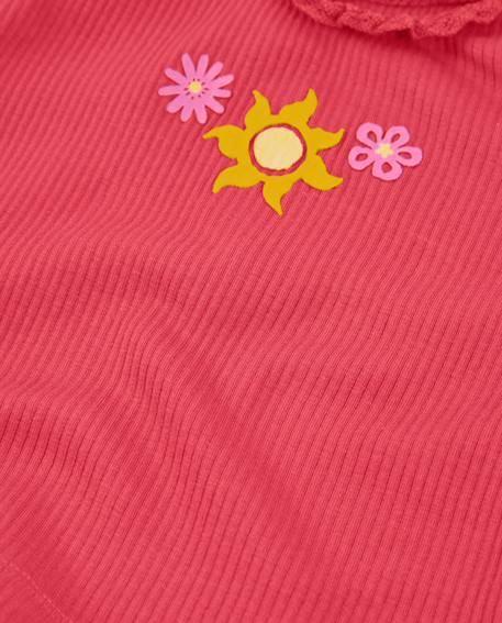 T-shirt fille en maille avec volants au col Rouge 4 - vertbaudet enfant 