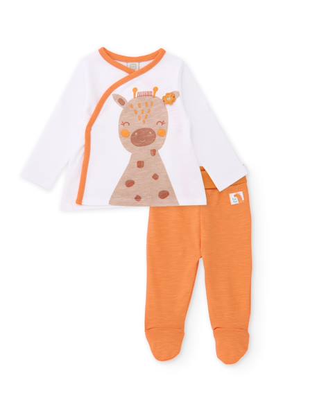 Ensemble en tricot pour nouveau-né avec imprimé girafe Blanc 1 - vertbaudet enfant 