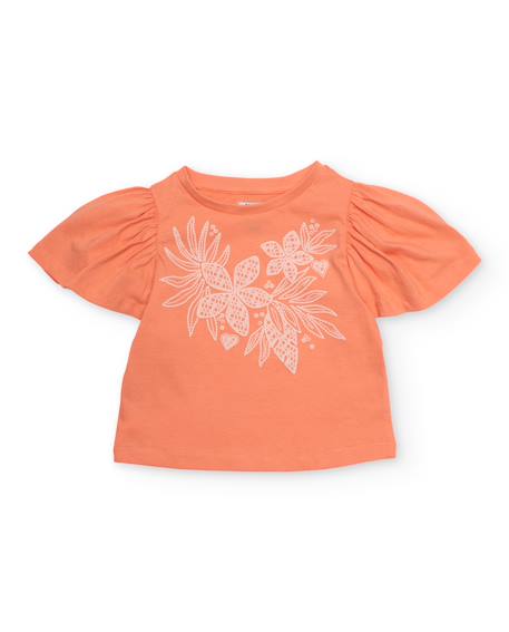 T-shirt fille en maille avec imprimé floral Orange 1 - vertbaudet enfant 
