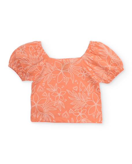 T-shirt fille en maille avec encolure carrée Orange 2 - vertbaudet enfant 