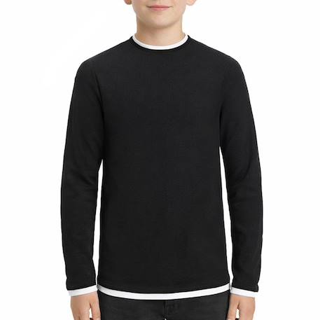 Pull garçon manches longues twinn knit neck Gris+Marine+Noir 5 - vertbaudet enfant 