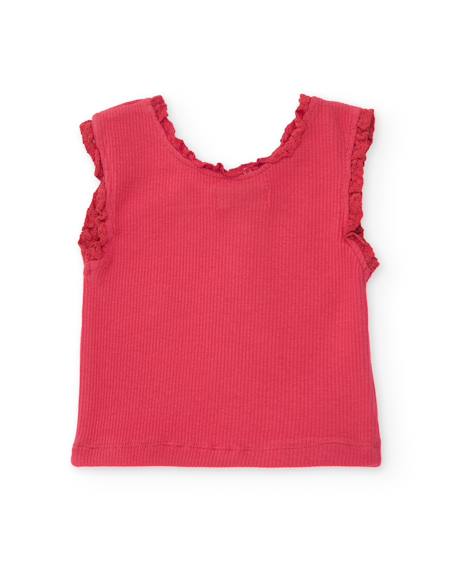 T-shirt fille en maille avec volants au col Rouge 2 - vertbaudet enfant 