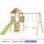 Aire de jeux bois, 2 balançoires, toboggan, escalade, cabane woodi Marron 6 - vertbaudet enfant 