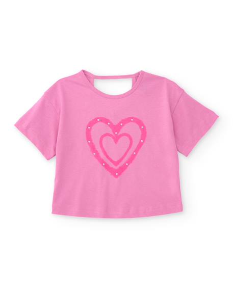 Fille-T-shirt, sous-pull-T-shirt-T-shirt fille en maille avec applications brillantes