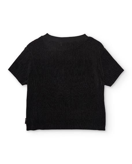 T-shirt fille en maille côtelée Noir 2 - vertbaudet enfant 