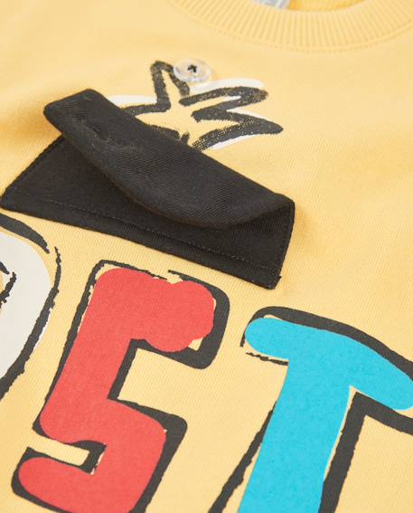 Sweat-shirt en maille pour garçon avec détail en relief Jaune 4 - vertbaudet enfant 