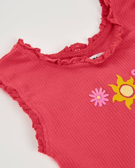 T-shirt fille en maille avec volants au col Rouge 3 - vertbaudet enfant 