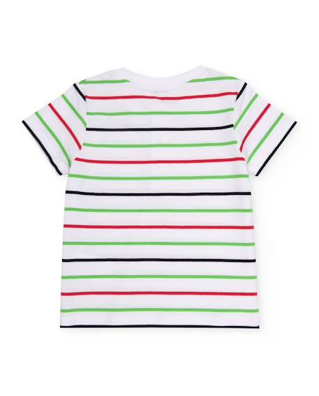 T-shirt garçon en maille à rayures Blanc 2 - vertbaudet enfant 